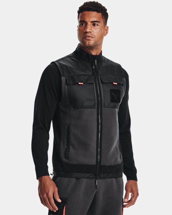 Men's Project Rock Microfleece Full-Zip Vest, Gray, pdpMainDesktop image number 0